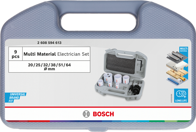Bosch universaalsete materjalide keermestatud augusaagide komplekt kandekotis.
